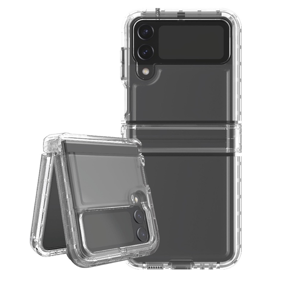 Onn. Rugged Phone Case for Samsung Galaxy Z Flip4 5G- Clear